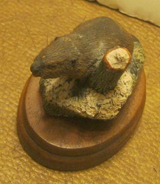 1977 The Bronze Menagerie BEAVER by Herman L.  Deaton with Wooden Base 3