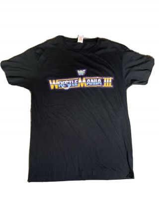 Rare Vintage Wwf Wrestlemania 3 Shirt Pontiac Silverdome Hogan Andre Sz Xl