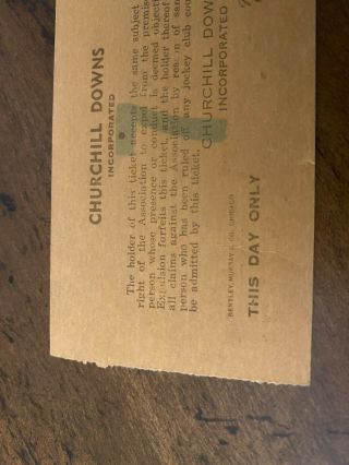 Vintage 1936 Kentucky Derby Ticket Stub - General Admission,  37519 Bold Venture 2
