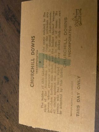 Vintage 1936 Kentucky Derby Ticket Stub - General Admission,  37519 Bold Venture 3