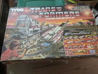 Rare 1985 Vtg Tyco Transformers Electric Train & Battle Set W/ Action Mat