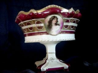 Portrait Royal Vienna? Beehive Schwarzburg Germany Bolted Compote Footed Bowl
