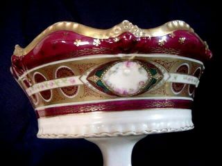 Portrait Royal Vienna? Beehive Schwarzburg Germany Bolted Compote Footed Bowl 2