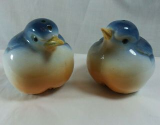 Vintage Ceramic Blue Bird Salt And Pepper Shakers - Bone China