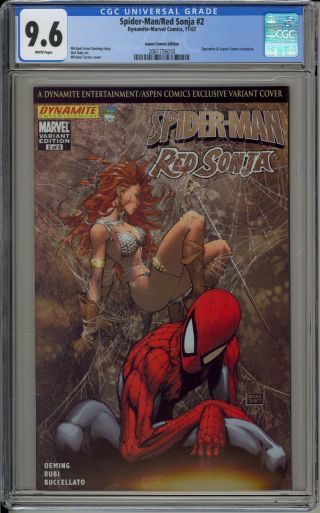 Spider - Man/red Sonja 2 - Cgc 9.  6 - Aspen Com Variant W/df - 2061726018