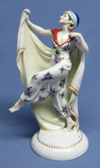 Rare Vintage Antique Katzhutte Hertwig & Co.  Dancer W/ Robe - Porcelain Figurine