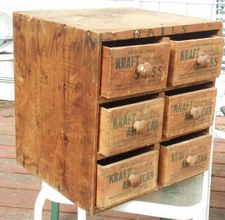 Vtg Tillamook Cheese Crate With Kraft Chees Box Drawers Cabinet Storage Folk Art