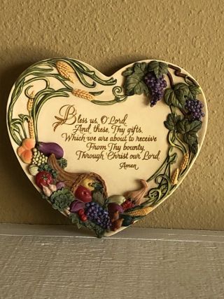 Bless Us,  O Lord Bless This Home Bradford Exchange Heart Plate Thanksgiving