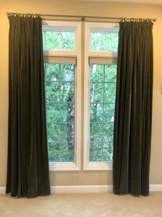Restoration Hardware Vintage Velvet French - Pleat Drapery Curtains (1) 96” X 46” 2
