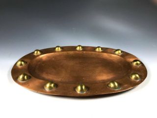 Vintage Handmade Arts & Crafts Mission Copper Tray with Brass Accents 3