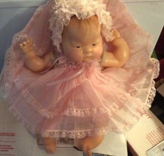 Vintage Vogue 12 " Baby Dear Doll Rare With Dress - &hat Clean&sanitized,