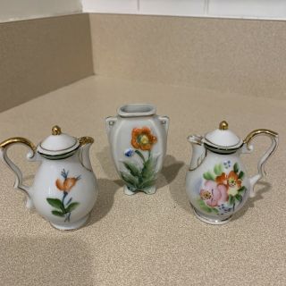 Mini Teapot Salt&pepper Shaker Set And Hand Painted Vase Made In Occupied Japan