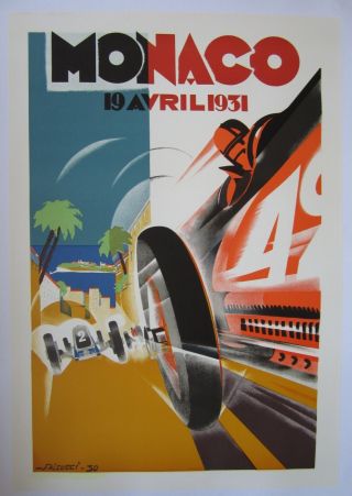Vintage Monaco Grand Prix 1937 Race Car Poster