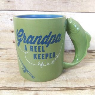 Hallmark Life Is Good Grandpa A Reel Keeper Fish Handle Green Coffee Cup Mug