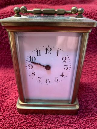 Vintage French Carriage Clock H&h With Leather Covered Box