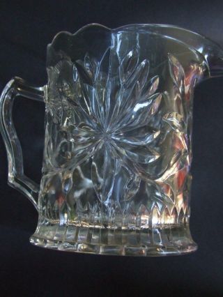Antique Art Deco Australian Pressed Glass Jug Floral Waratah Design 1920 