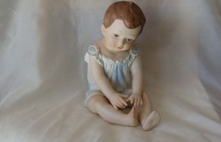 Vintage (?) Heubach (?) Piano Baby Girl Ceramic Figurine.