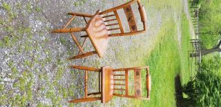 2 Vintage L.  Hitchcock Stenciled Farmhouse Harvest Dining Chairs 2