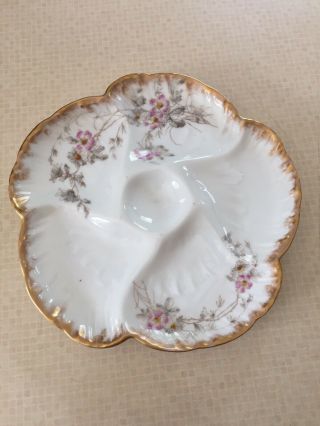 Antique French Porcelain Oyster Plate Lilac Flowers Haviland Limoges Ch Field Ex