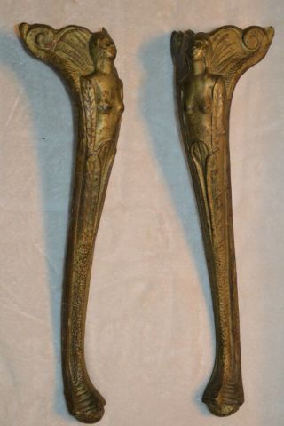 Vintage Pair Art Noveau Deco Nude Lady Cast Iron Table Legs Art Specialty Co 824