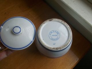 ANTIQUE 1890s BLUE WINDMILL OATMEAL CANNISTER JAR & LID G.  M.  T GERMANY 3