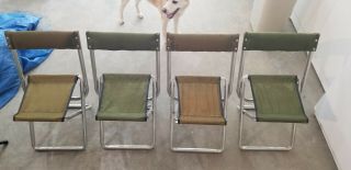 Set Of 4 Vintage Folding Canvas & Aluminum Camping Chairs