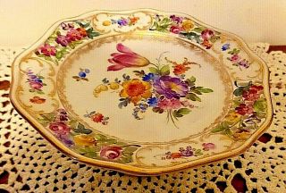 Vintage Dresden Carl Thieme Porcelain Handpainted Compote Candy Dish