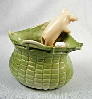 German PINK PIG Porcelain Fairing Figure - 2 Pigs Peeking Out Hole & Over Top 2