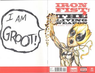 Iron Fist 1 Groot Variant Sketch Cover / Art by Willie Cordy 2
