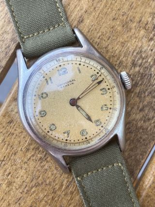 Universal Geneve Military Stainless Watch Vintage 1940s Authentic Ww2 Us Strap