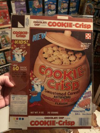 1976 Cookie Crisp Chocolate Chip Cookie Cereal Box Vintage Early Box W/