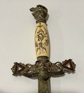 Vintage Shriner Masonic Knights Templar Sword & Scabbard Henderson Ames Co. 2