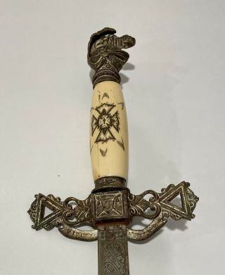 Vintage Shriner Masonic Knights Templar Sword & Scabbard Henderson Ames Co. 3