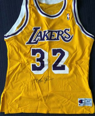 Vintage 90s Magic Johnson Signed Los Angeles Lakers Nba Jersey Champion Size 44