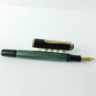 Vintage Pelikan 400 Green Striped F Nib 14 C 585 Gunther Wagner Fountain Pen Ger