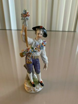 Vintage - German/austria Porcelain Figurine " Man With Flowers " - Collectible/rare