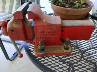 Vintage Reed Mfg Co Machinist Bench Vise No.  104 R,  4 " Jaws,  Erie Pa Usa,  43 Lb Vice