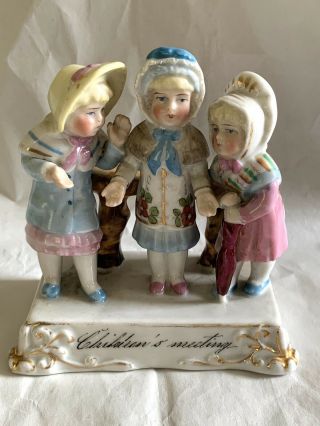 Victorian Porcelain Fairing - Conta & Boehme - Children’s Meeting 3 Girls - 3375