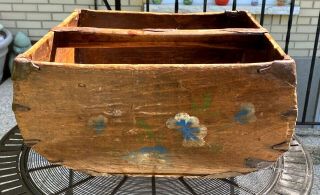 Antique Folk Art Primitive Wooden Grain Berry Garden Bucket / Basket W Handle
