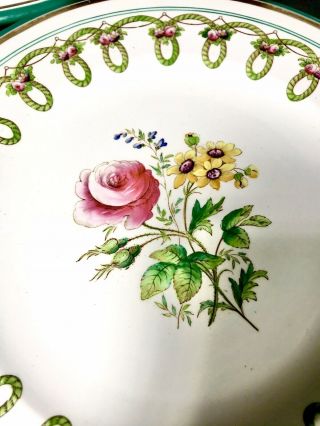 3 Brown Westhead Moore 1864 Hand Painted Floral Botanical Dessert Plates BIN 2