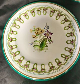 3 Brown Westhead Moore 1864 Hand Painted Floral Botanical Dessert Plates BIN 3