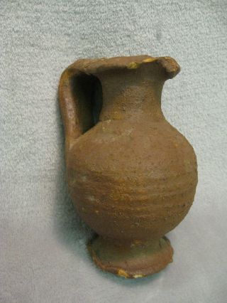Antique Early German Stoneware Jug - Small - Circa 1450 - Spouted Upper Rim