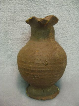Antique Early German Stoneware Jug - Small - Circa 1450 - Spouted Upper Rim 2
