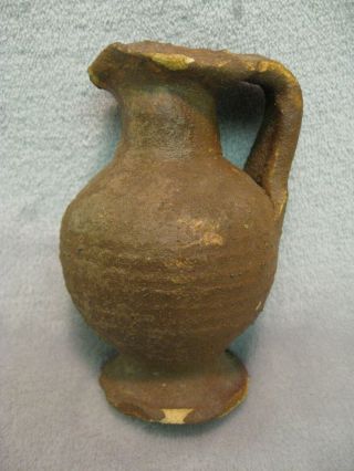 Antique Early German Stoneware Jug - Small - Circa 1450 - Spouted Upper Rim 3