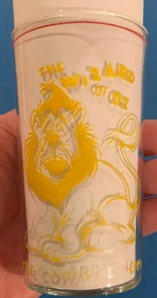 Rare Vintage Wizard Of Oz The Cowardly Lion Glass Tumbler Loew 