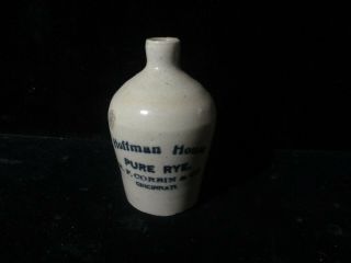 Antique Stoneware Mini Jug Hoffman House Pure Rye Whiskey Corbia E167 Pl