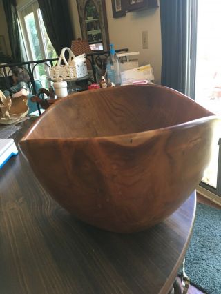 Large Hand Made Burl Wooden Bowl Color 11 1/2 X 11 X 8