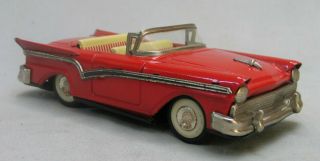 Vintage 1957 Tin Friction Red Convertible Ford - Haji - Japan