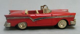 Vintage 1957 Tin Friction Red Convertible Ford - Haji - Japan 2