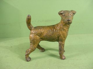 Antique National Foundry Fox Terrier Figural Dog Cast Iron Doorstop Heavy 6 Lb
